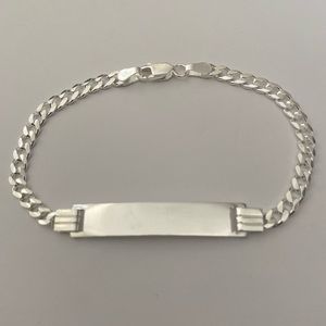 Unisex Id plate bracelet 925 silver cuban link chain 8”
